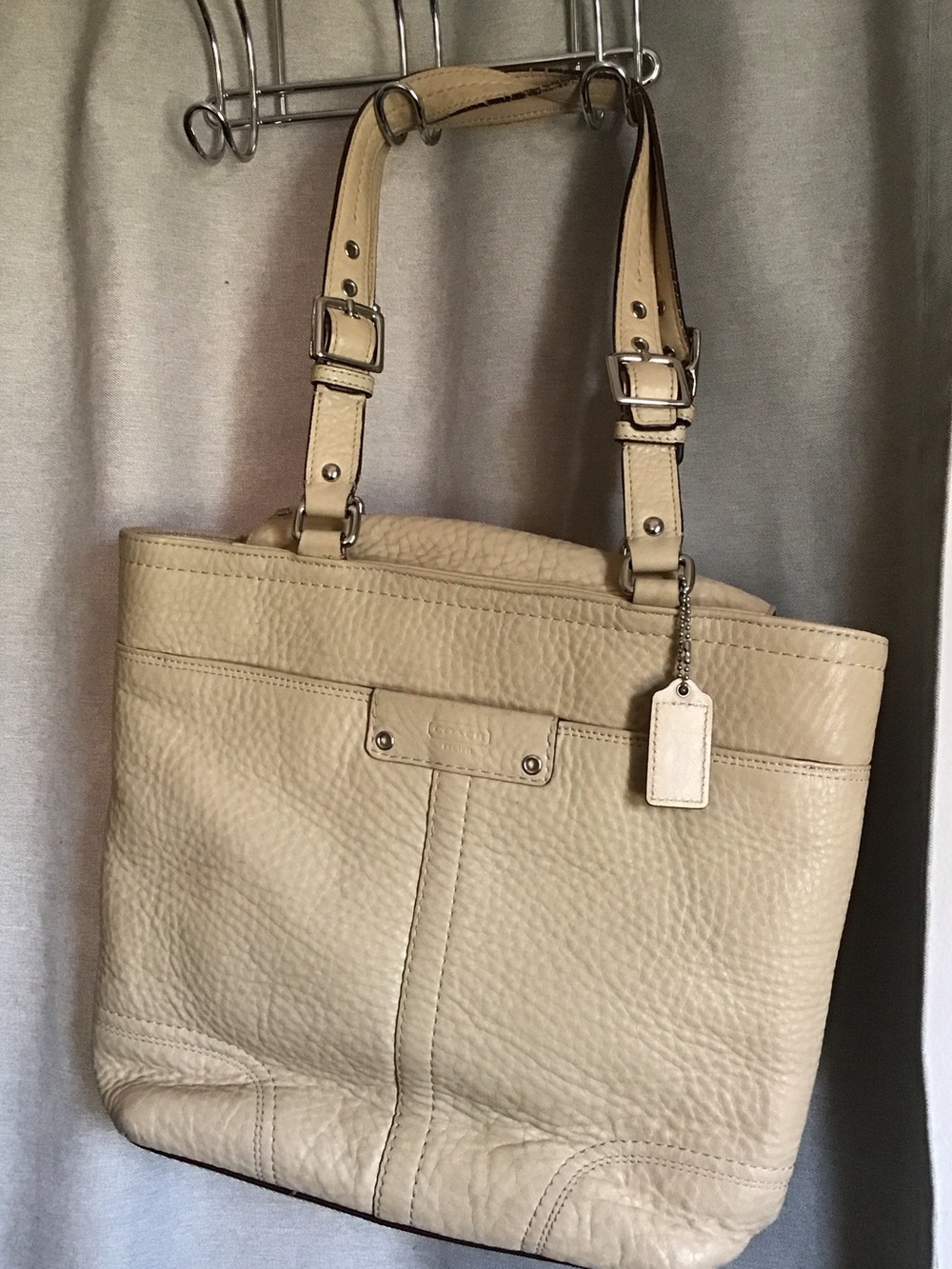 Coach Leather Tote Handbag in Beige